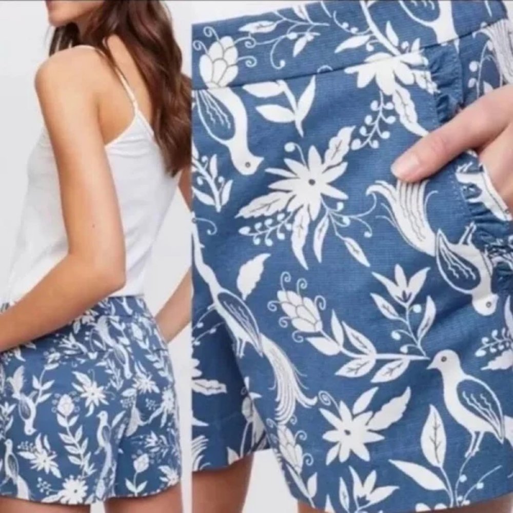 Loft size 4 blue shorts with birds